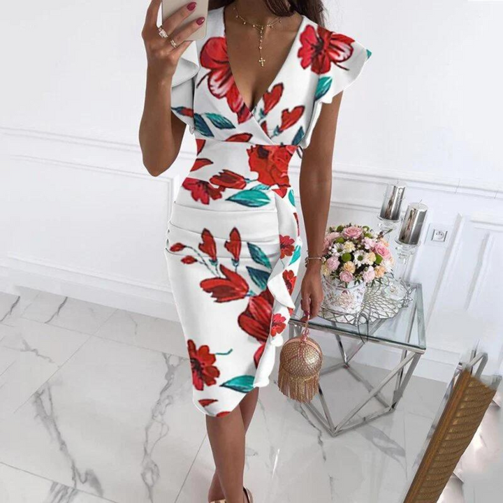 Fitted V-Neck Dress - Faye