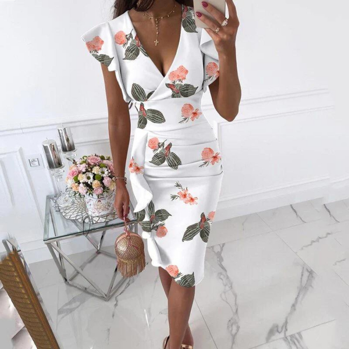 Fitted V-Neck Dress - Faye
