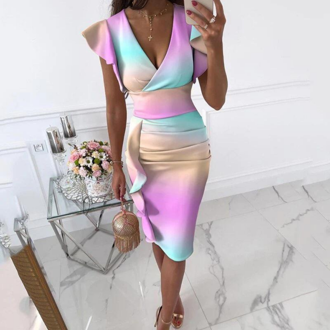 Fitted V-Neck Dress - Faye
