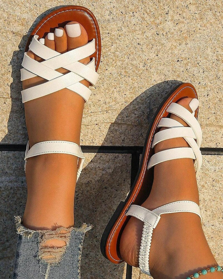 Flat Sandal With Crossover Straps - Madeline