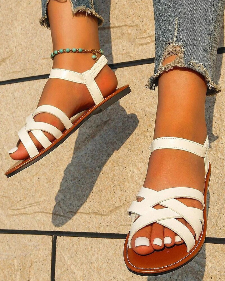 Flat Sandal With Crossover Straps - Madeline