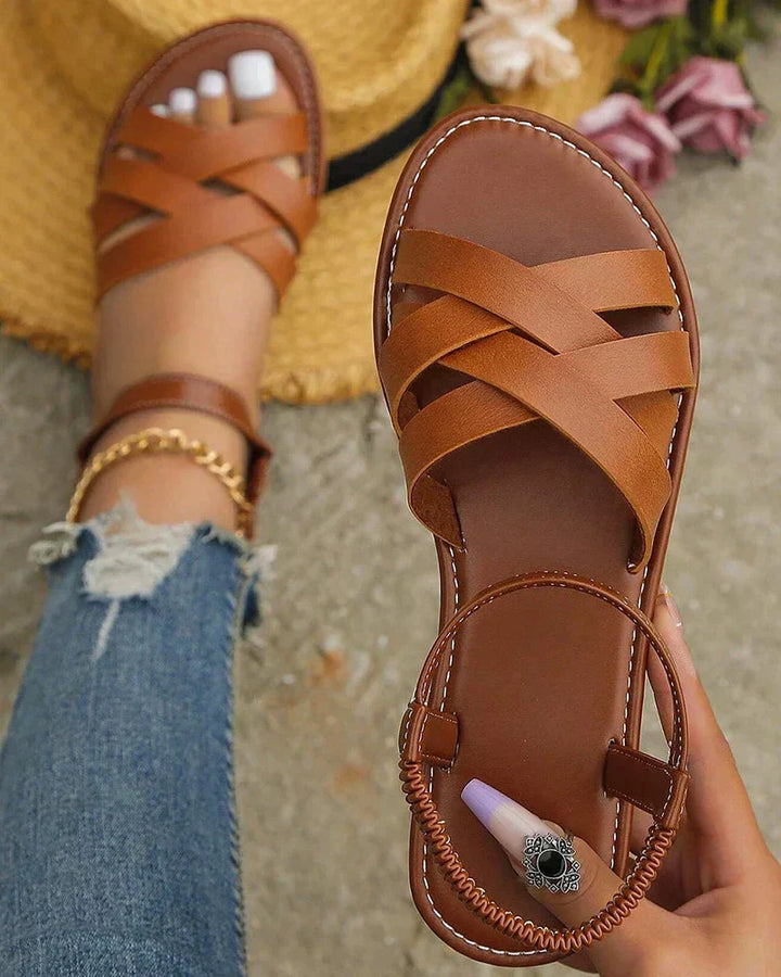 Flat Sandal With Crossover Straps - Madeline