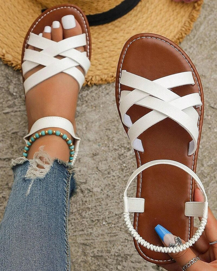 Flat Sandal With Crossover Straps - Madeline