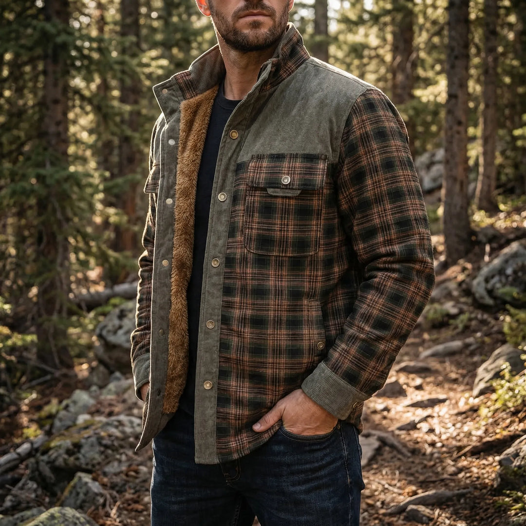 Fleece-Lined Plaid Shirt Jacket For Men - Glenn