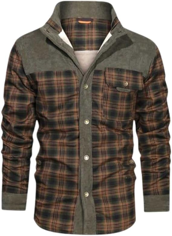 Fleece-Lined Plaid Shirt Jacket For Men - Glenn
