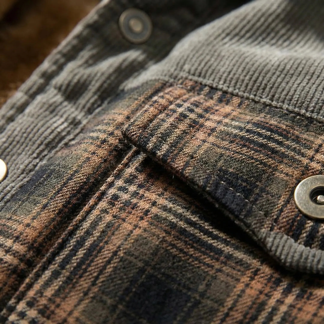 Fleece-Lined Plaid Shirt Jacket For Men - Glenn
