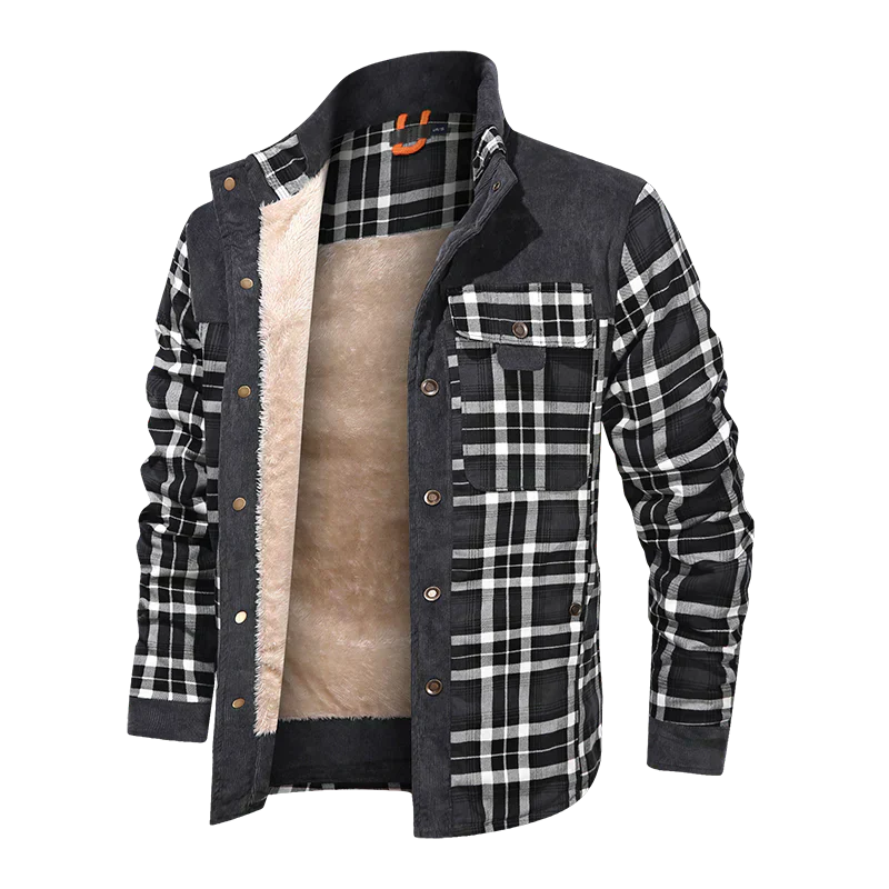 Fleece-Lined Plaid Shirt Jacket For Men - Glenn