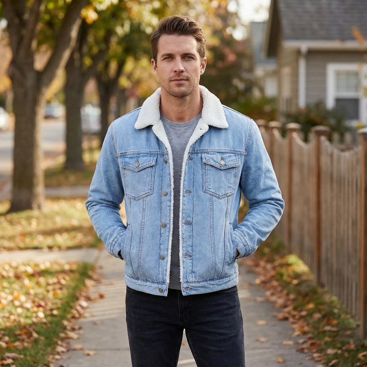 Fleece-Lined Retro Denim Jacket - Samuel