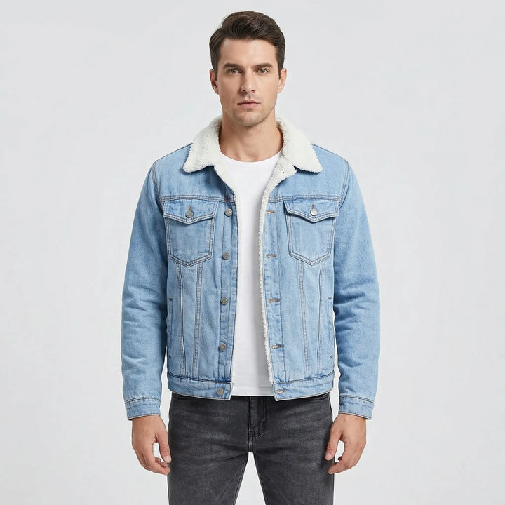 Fleece-Lined Retro Denim Jacket - Samuel