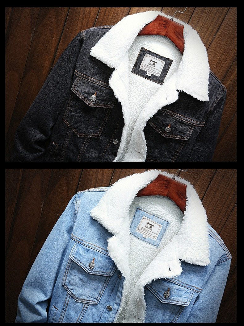 Fleece-Lined Retro Denim Jacket - Samuel