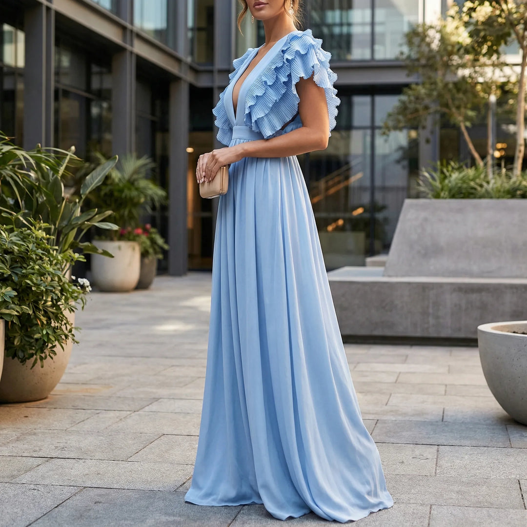 Fließendes Abendkleid Mit Rüschenärmeln - Gladys