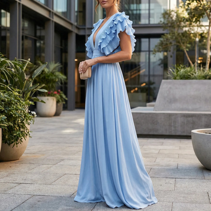 Fließendes Abendkleid Mit Rüschenärmeln - Gladys