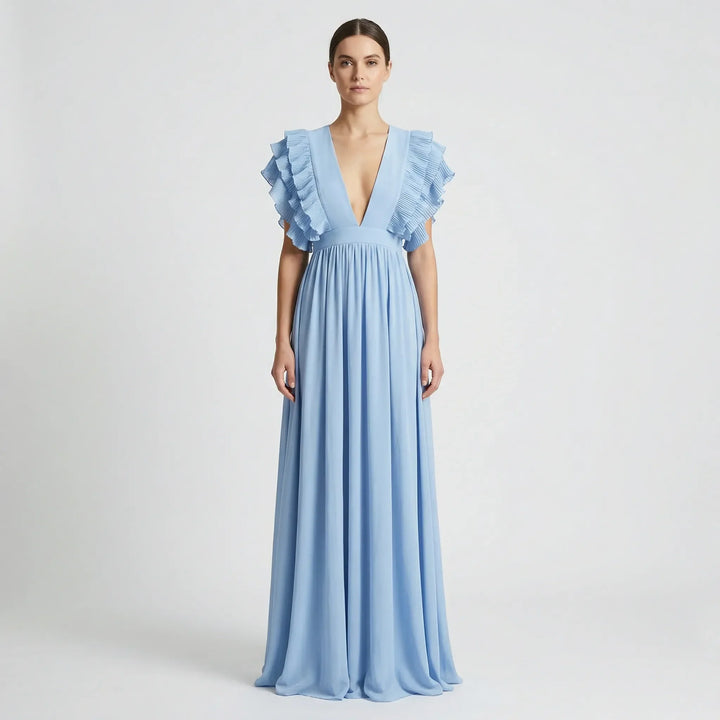 Fließendes Abendkleid Mit Rüschenärmeln - Gladys