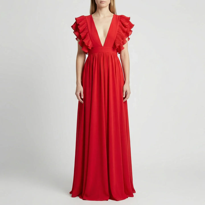 Fließendes Abendkleid Mit Rüschenärmeln - Gladys