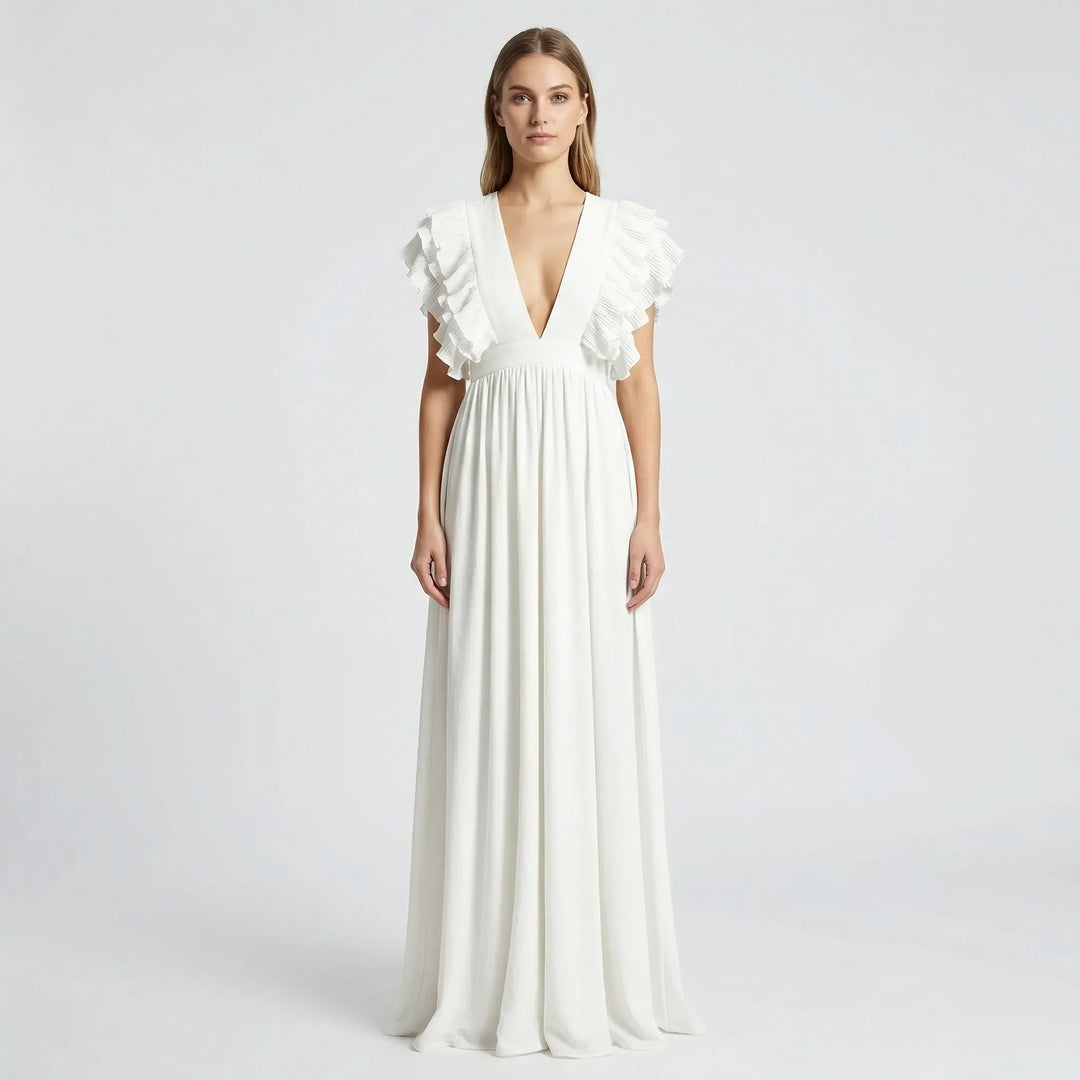 Fließendes Abendkleid Mit Rüschenärmeln - Gladys