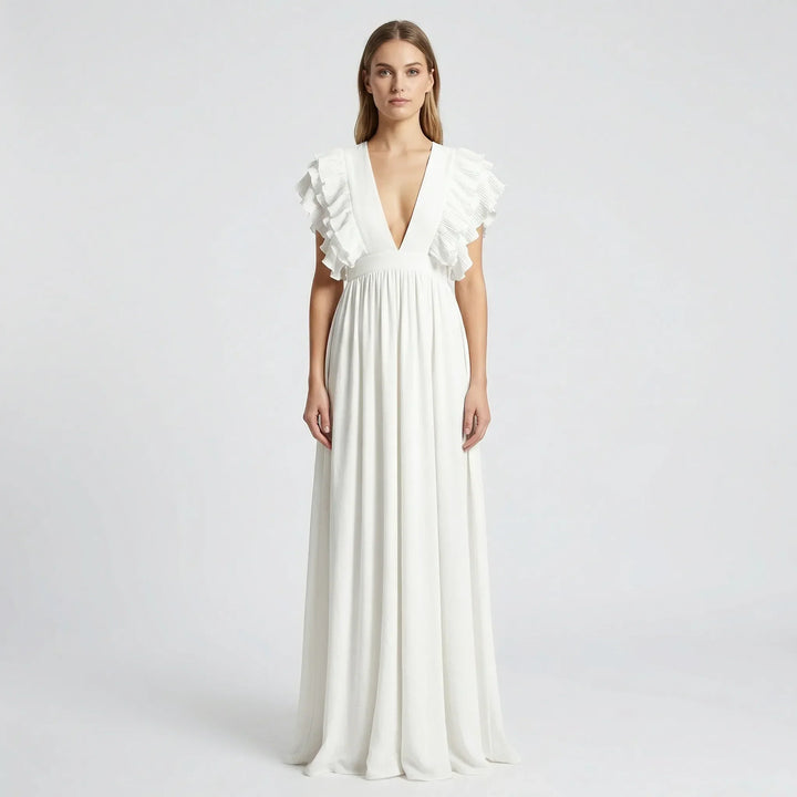 Fließendes Abendkleid Mit Rüschenärmeln - Gladys