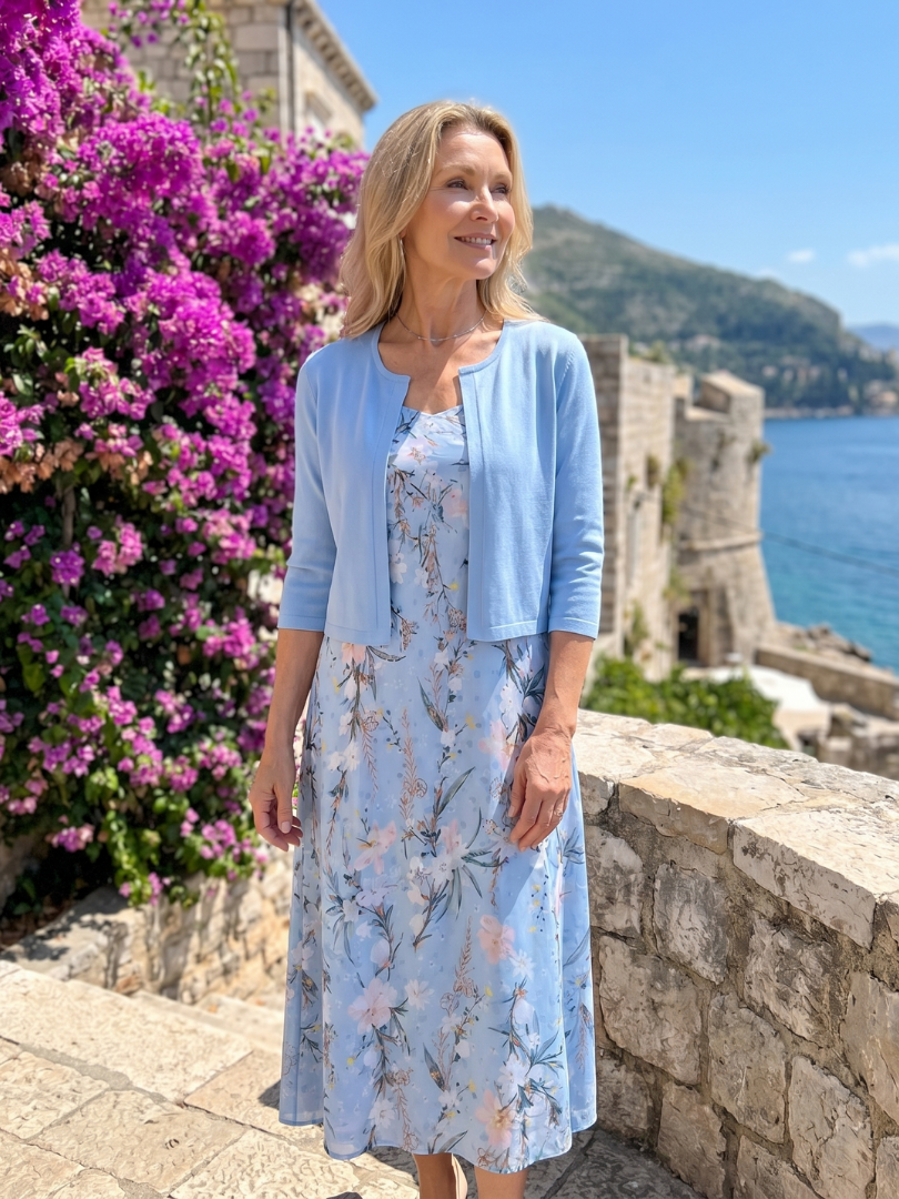 Floral Midi Dress With Matching Jacket - Stephanie