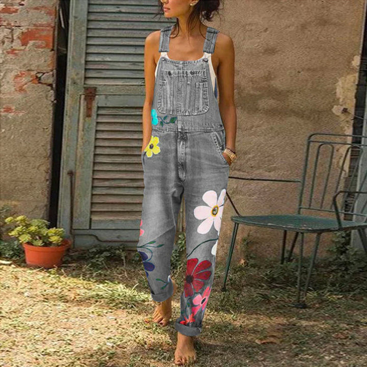Floral Print Dungaree Jumpsuit - Susie