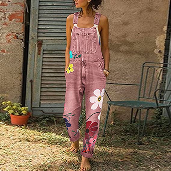 Floral Print Dungaree Jumpsuit - Susie