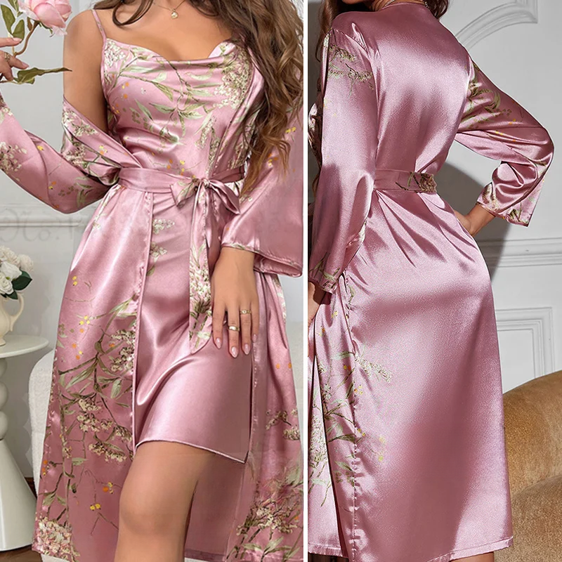 Floral Print Kimono And Slip Dress Set - Thelma