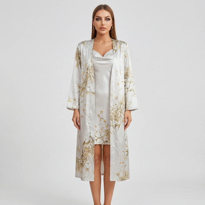 Floral Print Kimono And Slip Dress Set - Thelma