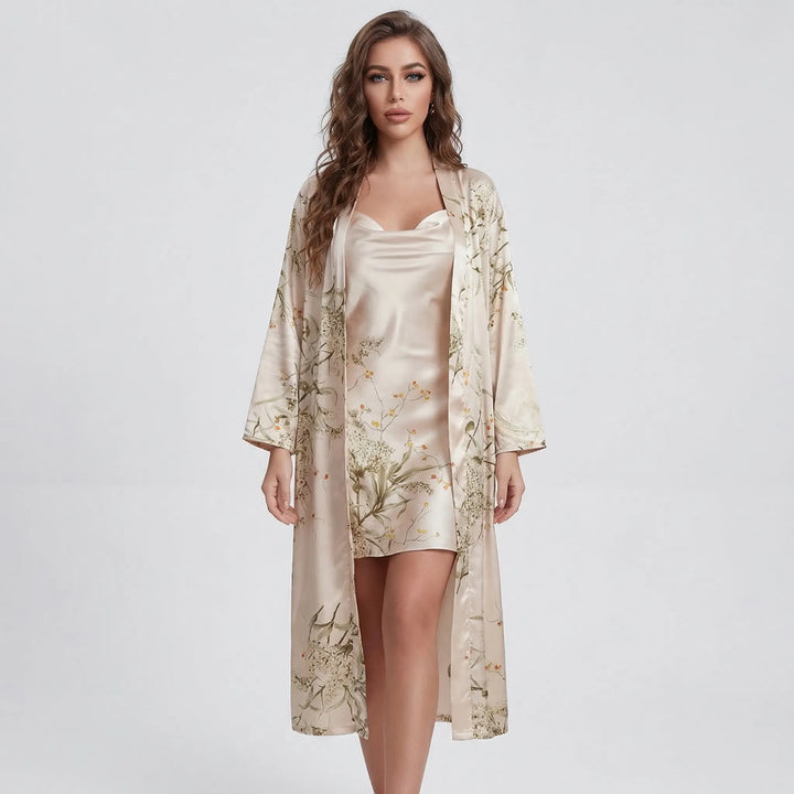 Floral Print Kimono And Slip Dress Set - Thelma