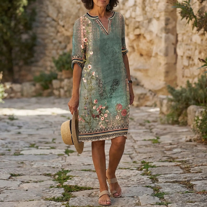 Floral Print Knee-Length Shift Dress - Jane