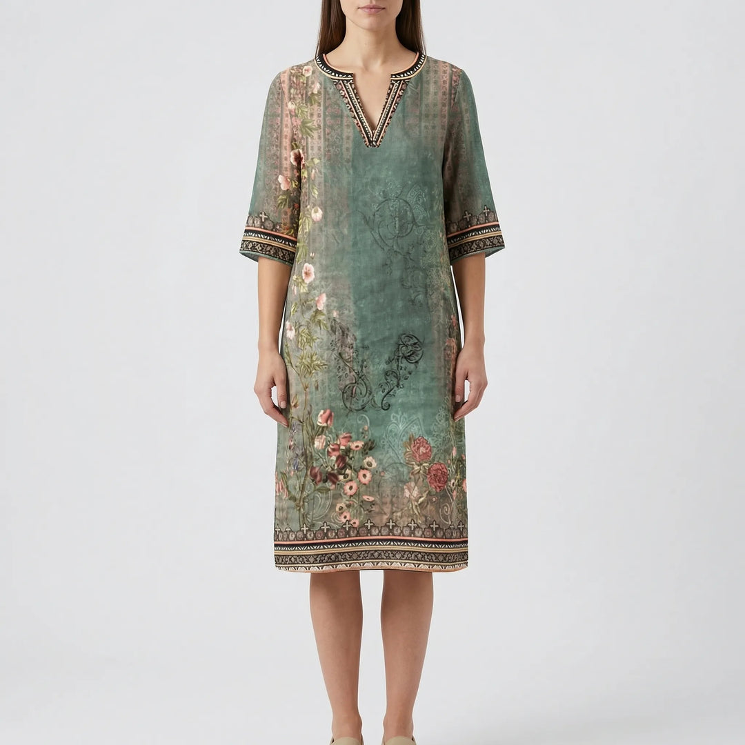 Floral Print Knee-Length Shift Dress - Jane