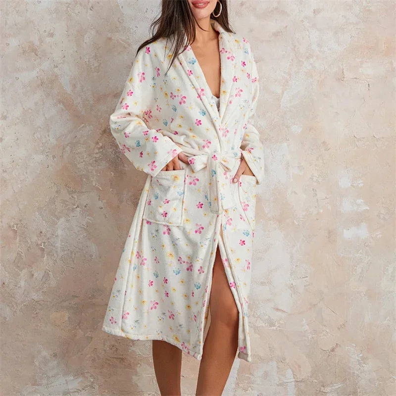 Floral Print Long Dressing Gown - Rebecca