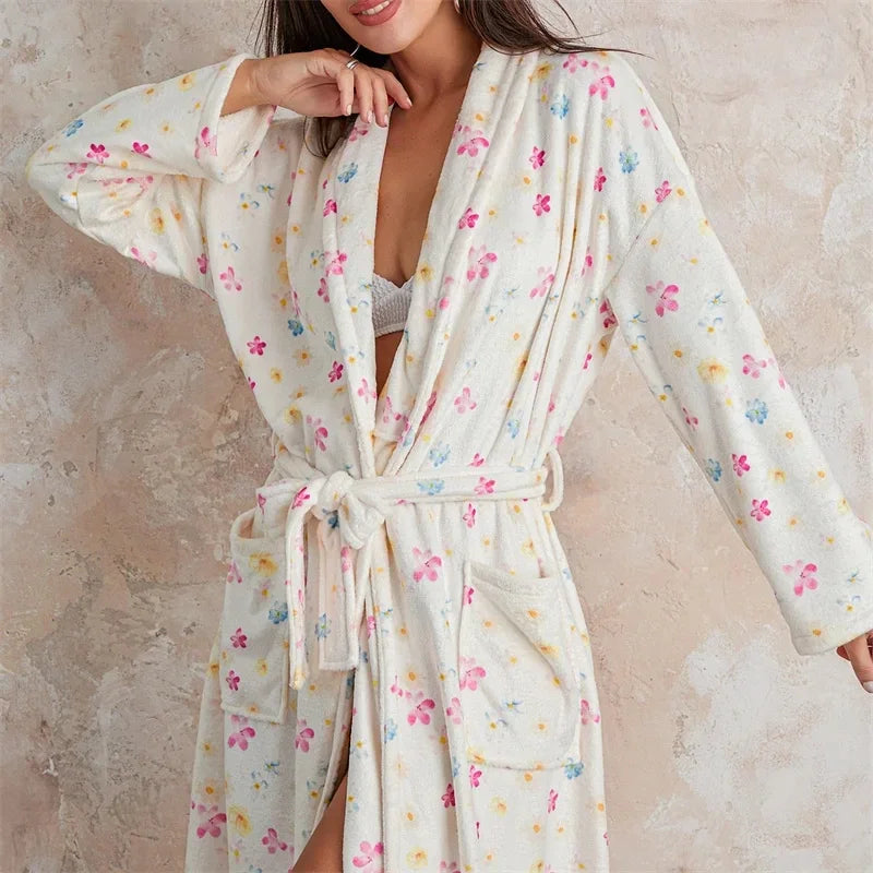 Floral Print Long Dressing Gown - Rebecca