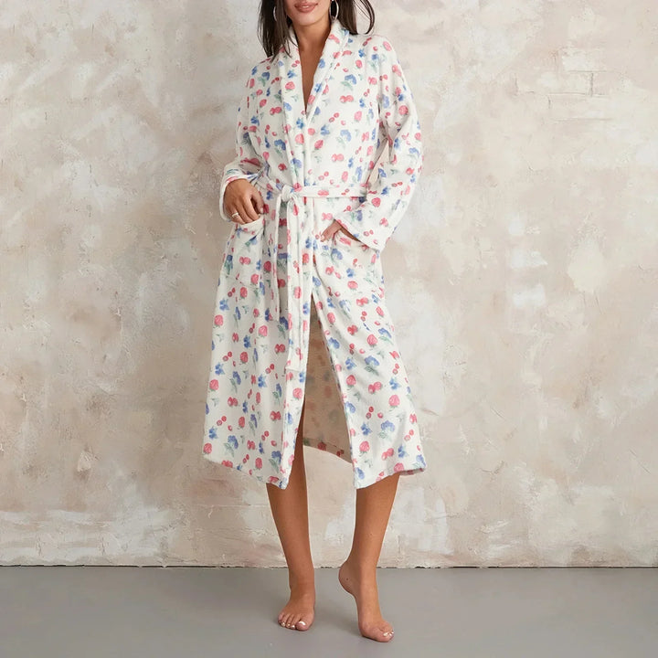Floral Print Long Dressing Gown - Rebecca