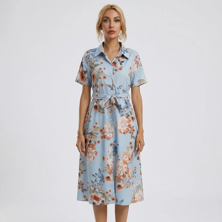 Floral Print Midi Shirt Dress - Tami