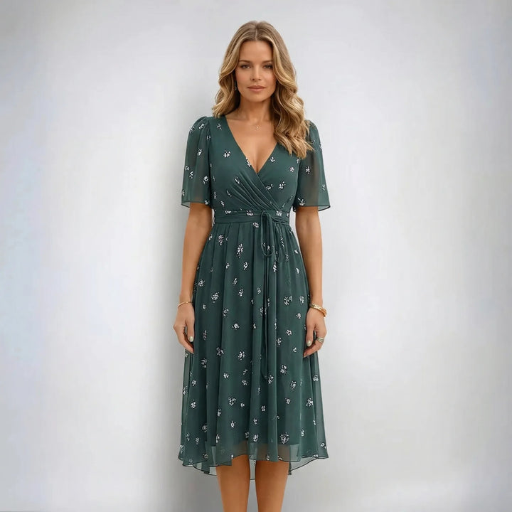 Floral Print Wrap-Style Midi Dress - Geraldine