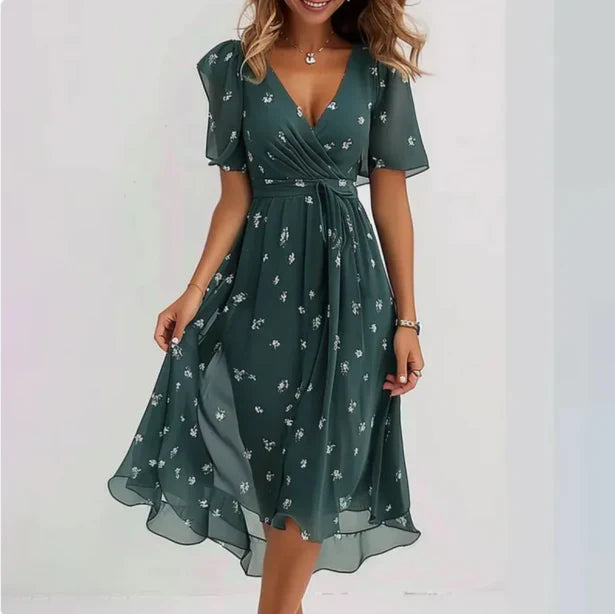 Floral Print Wrap-Style Midi Dress - Geraldine
