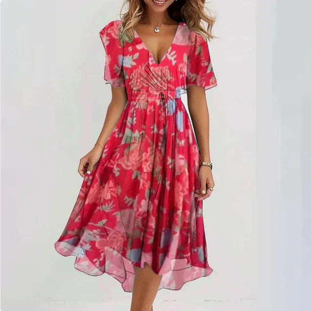Floral Print Wrap-Style Midi Dress - Geraldine