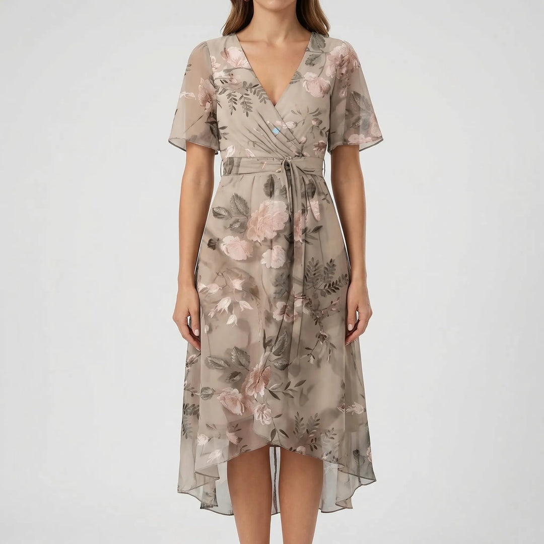 Floral Print Wrap-Style Midi Dress - Geraldine