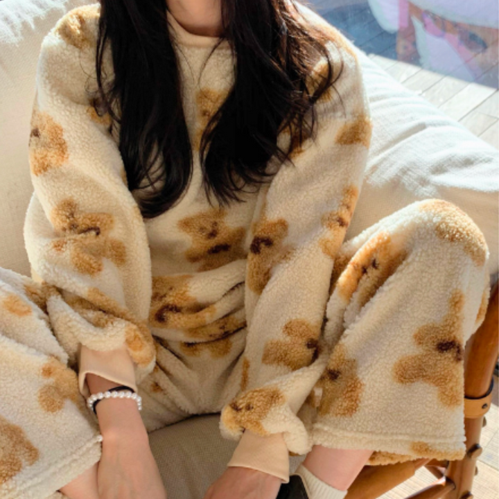 Fluffy Bear Print Pyjama Set - Alexandra
