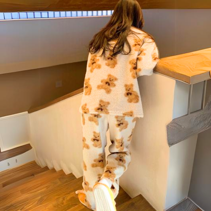 Fluffy Bear Print Pyjama Set - Alexandra
