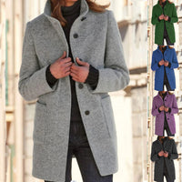 Classic Wool Women's Coat with Retro Button Closure - Amanda