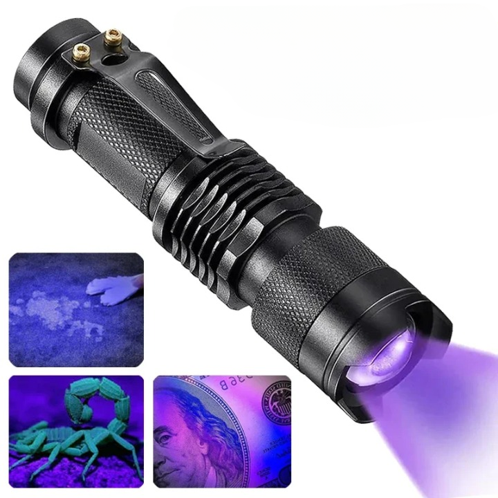LED UV ZAKLAMP - ULTRAVIOLET INSPECTIELAMP VOOR HUISDIER URINEVLEKKEN EN STAIN DETECTIE
