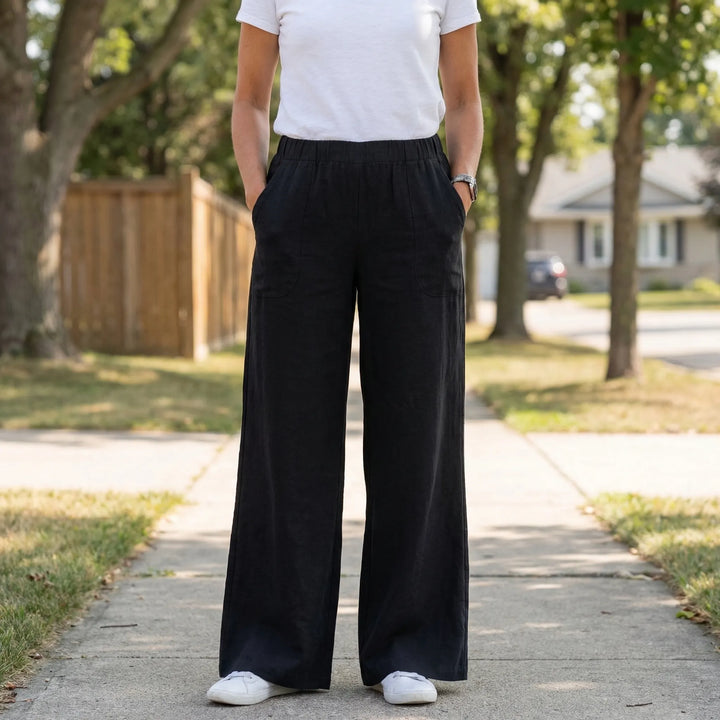 Full-Length Wide-Leg Casual Trousers - Renee