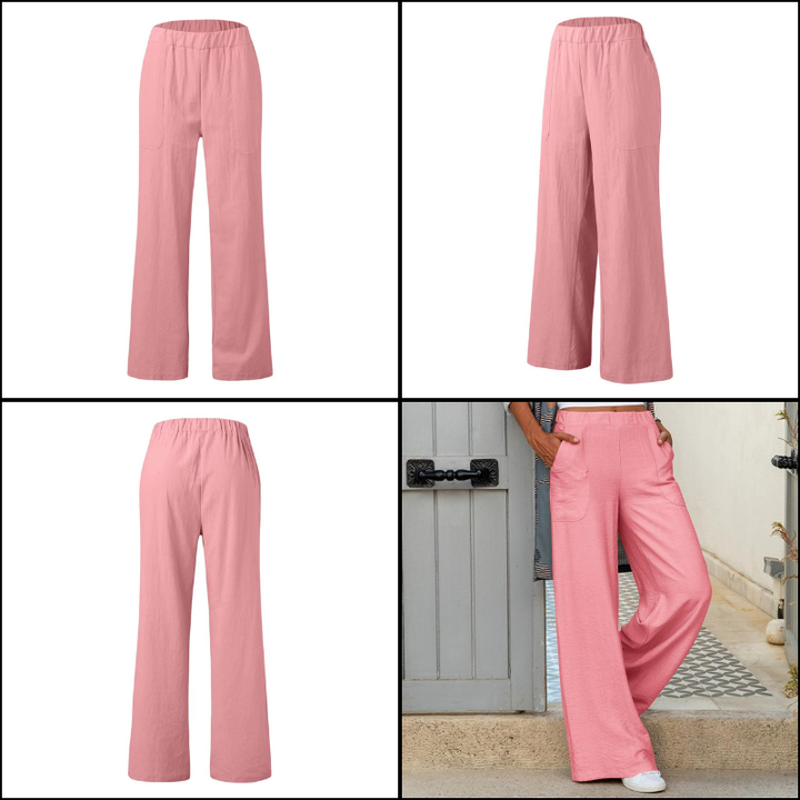 Full-Length Wide-Leg Casual Trousers - Renee