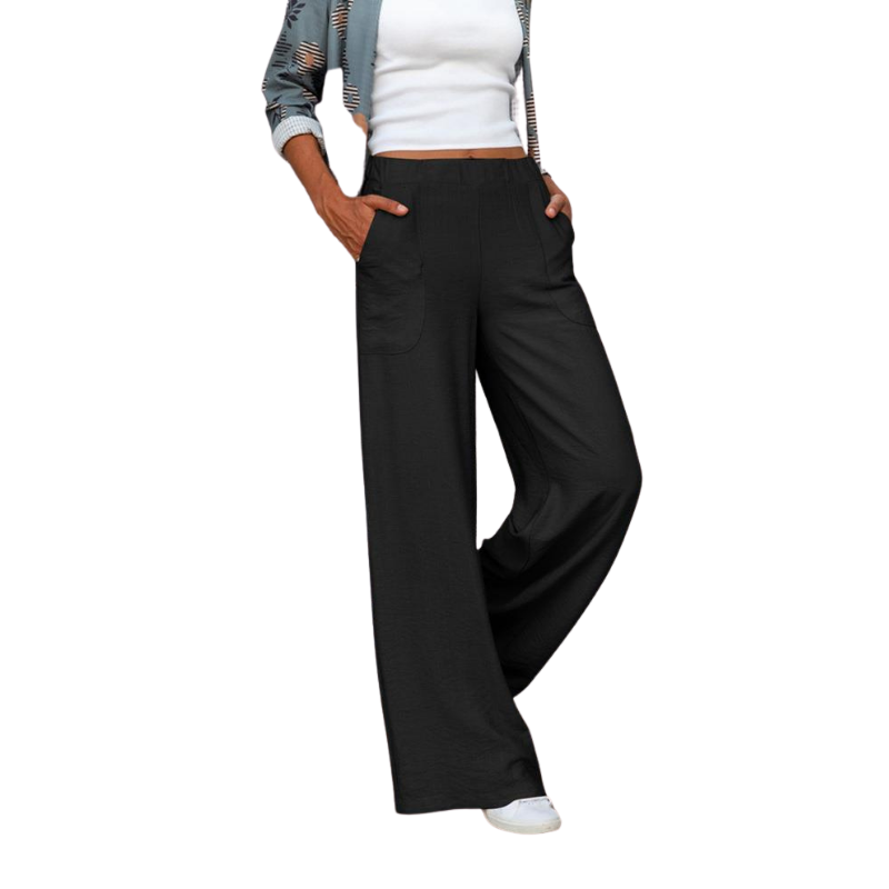 Full-Length Wide-Leg Casual Trousers - Renee