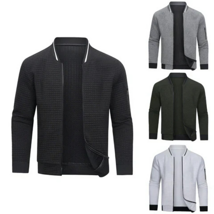 Full-Zip Textured Grid Cardigan - Mitchell