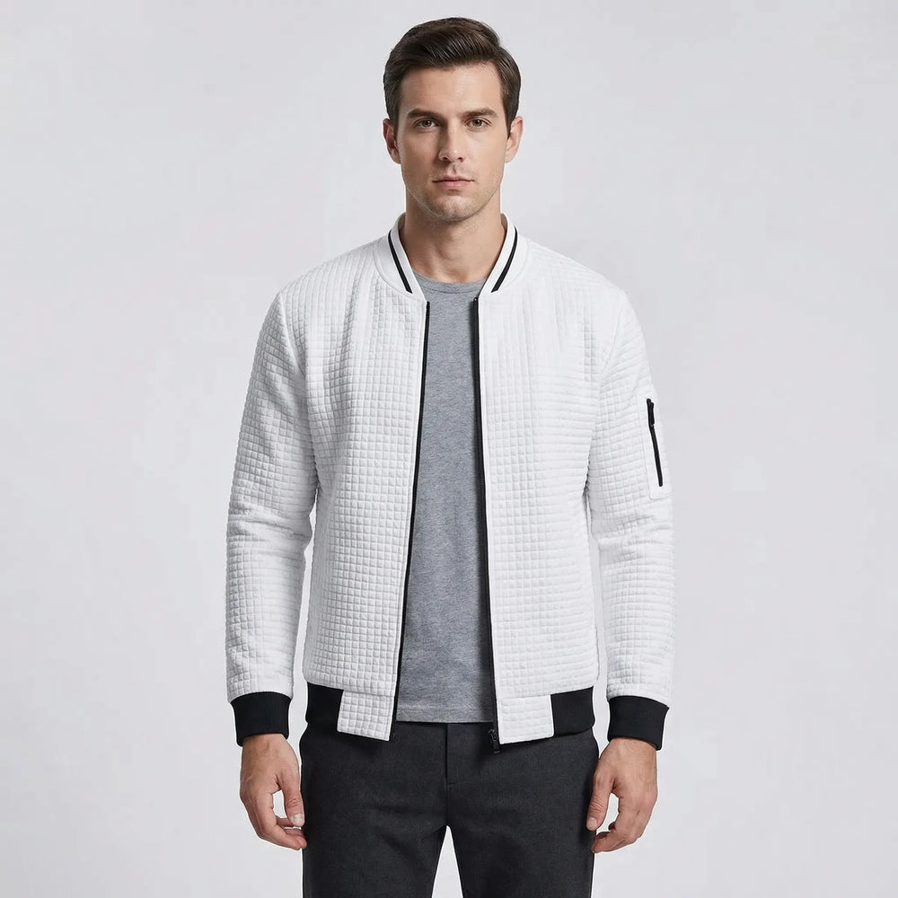 Full-Zip Textured Grid Cardigan - Mitchell