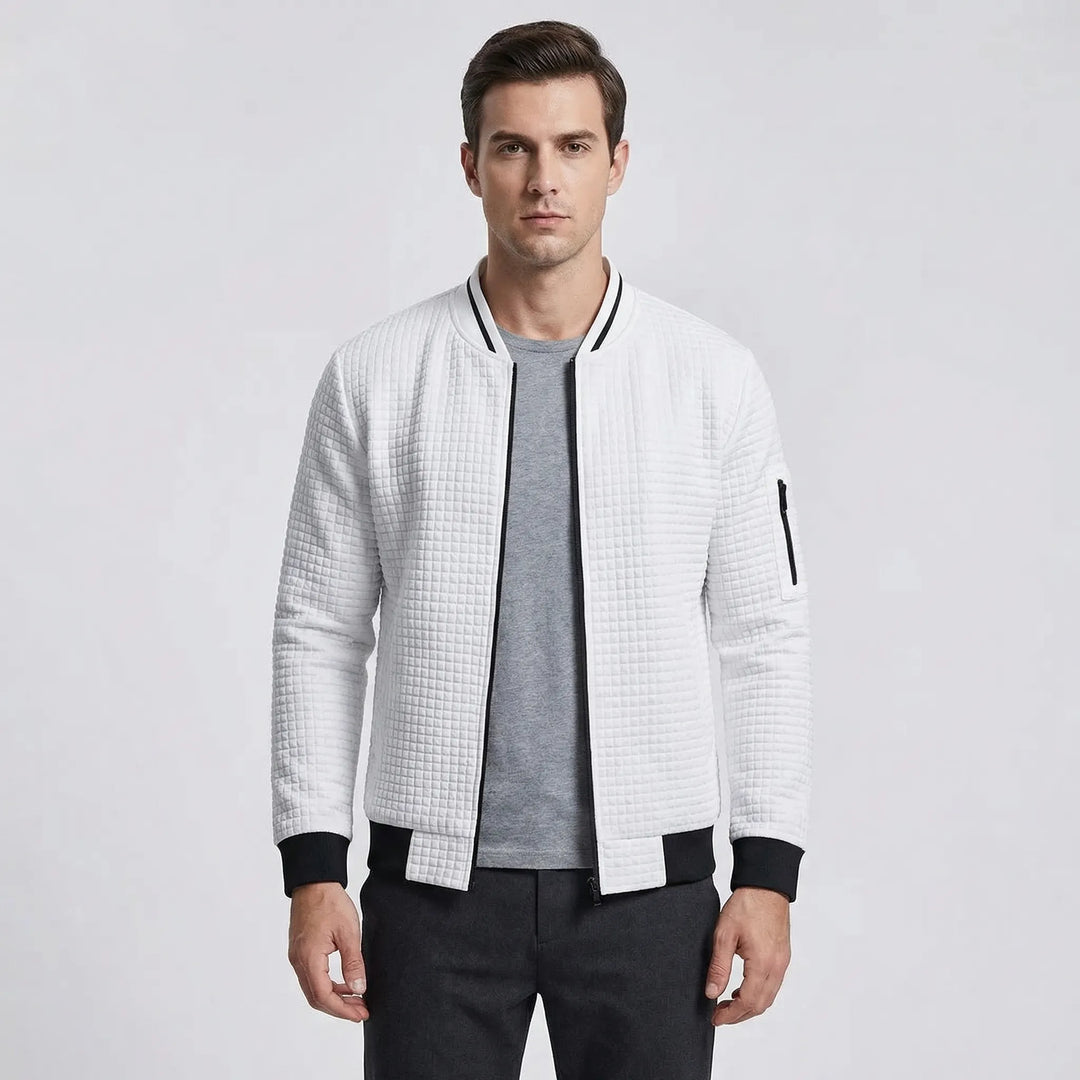 Full-Zip Textured Grid Cardigan - Mitchell