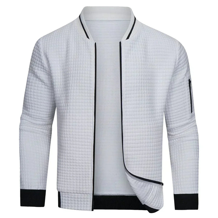 Full-Zip Textured Grid Cardigan - Mitchell