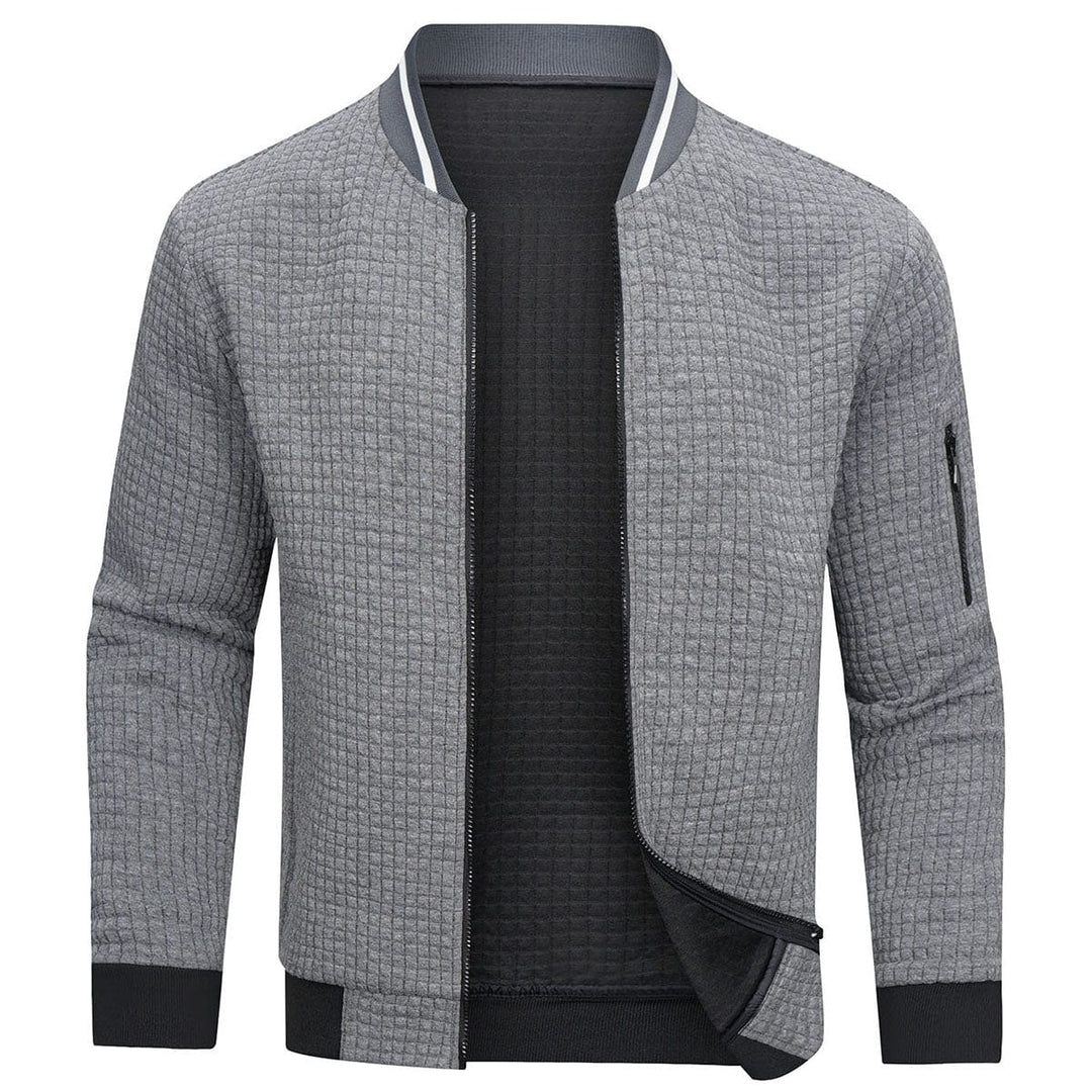 Full-Zip Textured Grid Cardigan - Mitchell