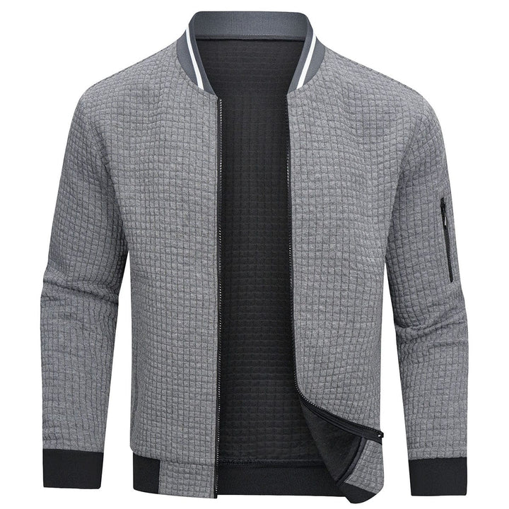 Full-Zip Textured Grid Cardigan - Mitchell