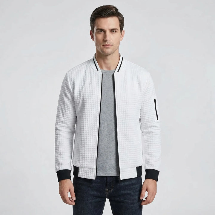 Full-Zip Textured Grid Cardigan - Mitchell